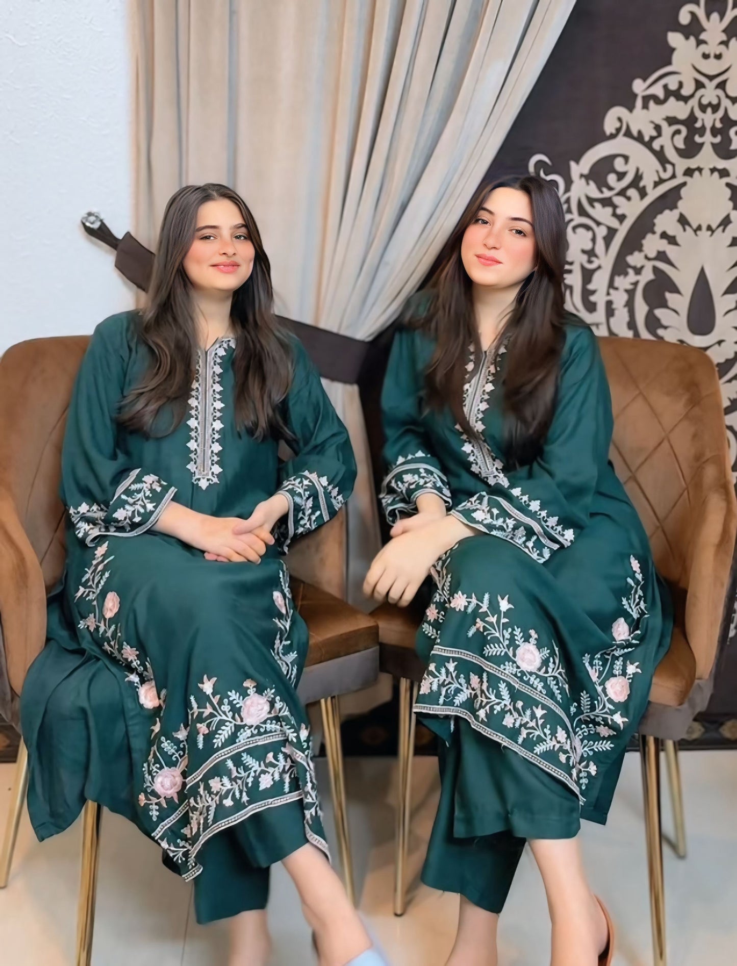 LAMA Embroidered Co Ords 2 pc Set