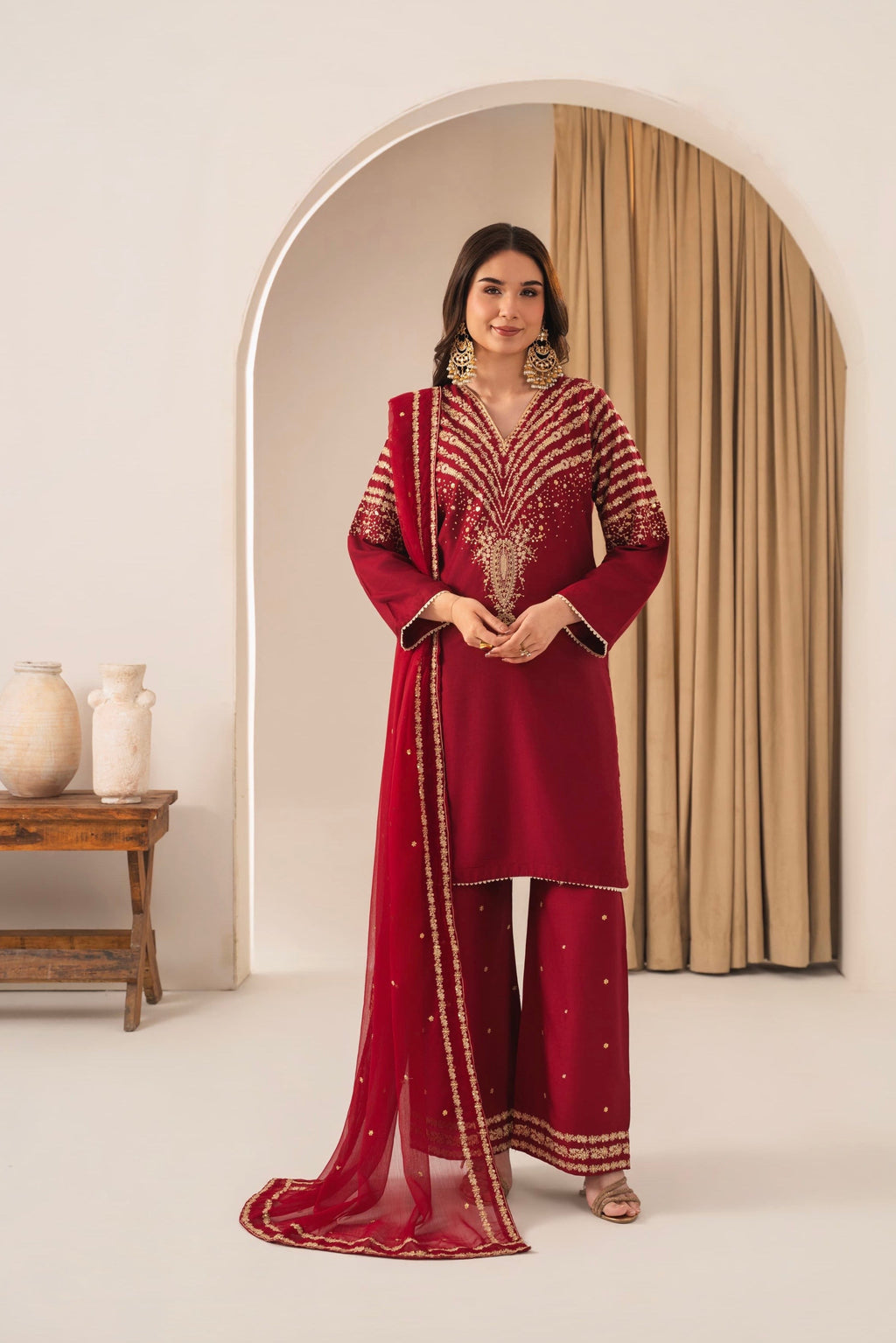 PEACOCK Embroidered 3 pc