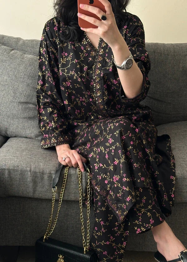 Midnight Gold 2 pc Block print Co Ords