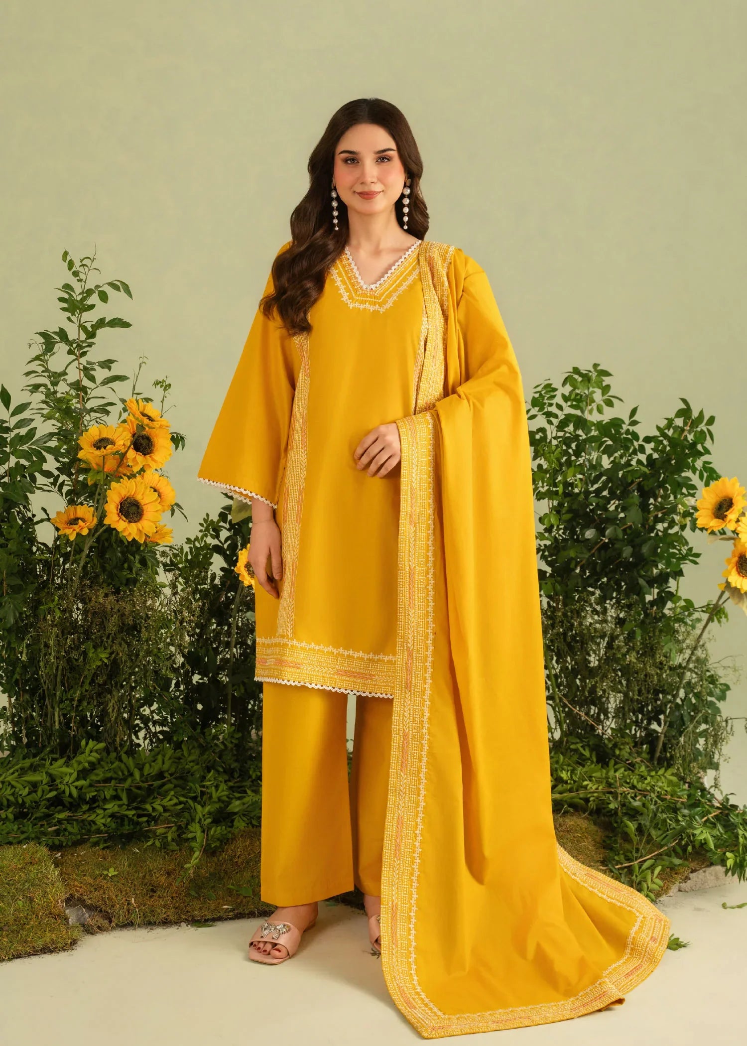 LIME Embroidered 3 pc