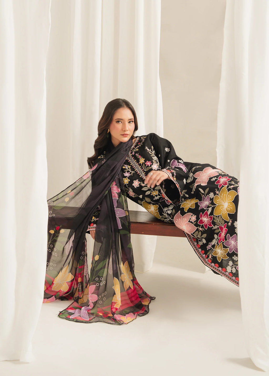 ISHQ BLACK Embroidered 3 pc