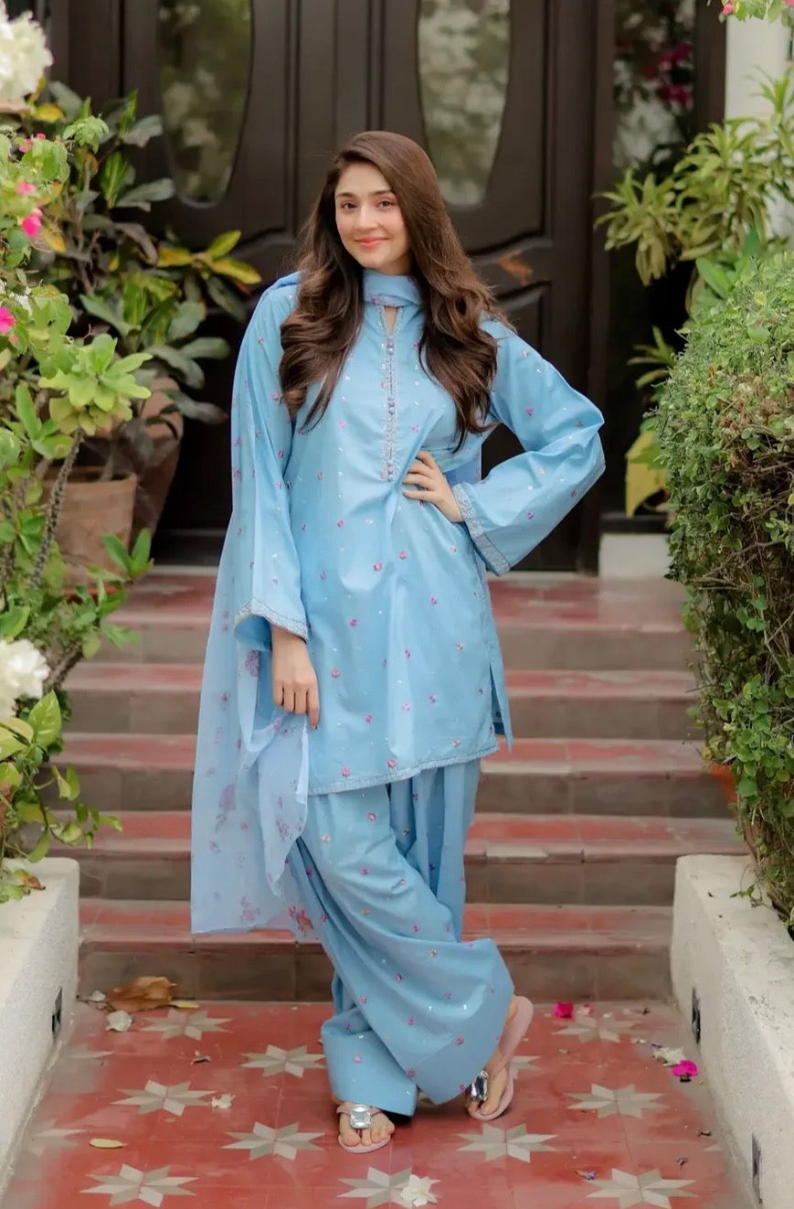 SKY DREAM Embroidered 3 pc